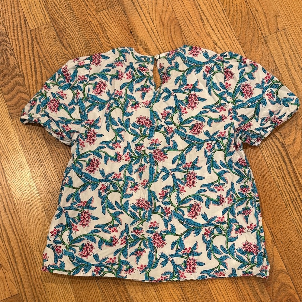 J. Crew Floral Print Blouse in Blue and Pink - Picture 10 of 10